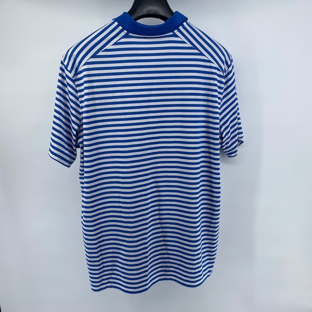 Nike Golf Dri-FIT Polo Shirt Mens XL Blue White Striped Short Sleeve Swoosh - Picture 3 of 7
